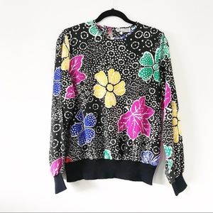 OSCAR DE LA RENTA Floral Crewneck Blouse